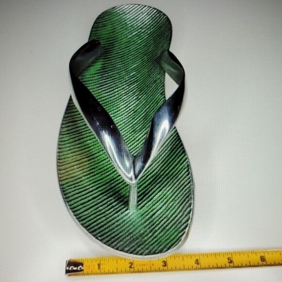 Metal CATCH ALL KEY HOLDER CANDY DISH SILVER FLIPFLOPS luau Trinket party Shoe - Picture 2 of 5